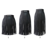 High Waist Faux Leather Fringe Tassels Skirt