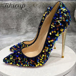 Blue Sequins High Heels