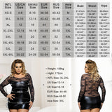 Plus Size Dress Long Sleeve Lace Leather Babydoll