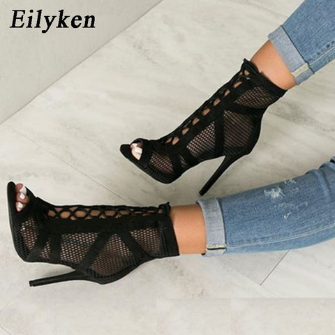 Lace Up Cross-tied High Heels