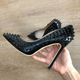 Veowalk Black Full Punk Rivets Heels