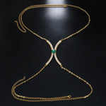 Green Crystal Chest Bracket Bra Chain