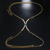 Green Crystal Chest Bracket Bra Chain