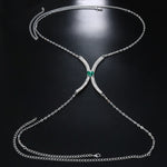 Green Crystal Chest Bracket Bra Chain