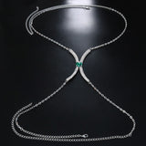 Green Crystal Chest Bracket Bra Chain