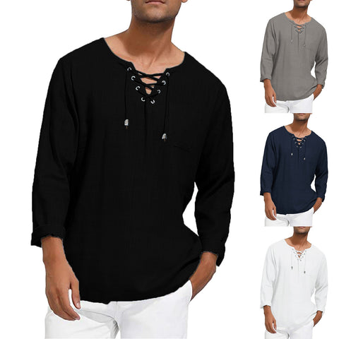 V-neck Chest With Long-sleeved Shirt