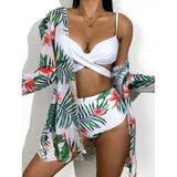 High Waist 3 Piece Bikini Set/Cover Up